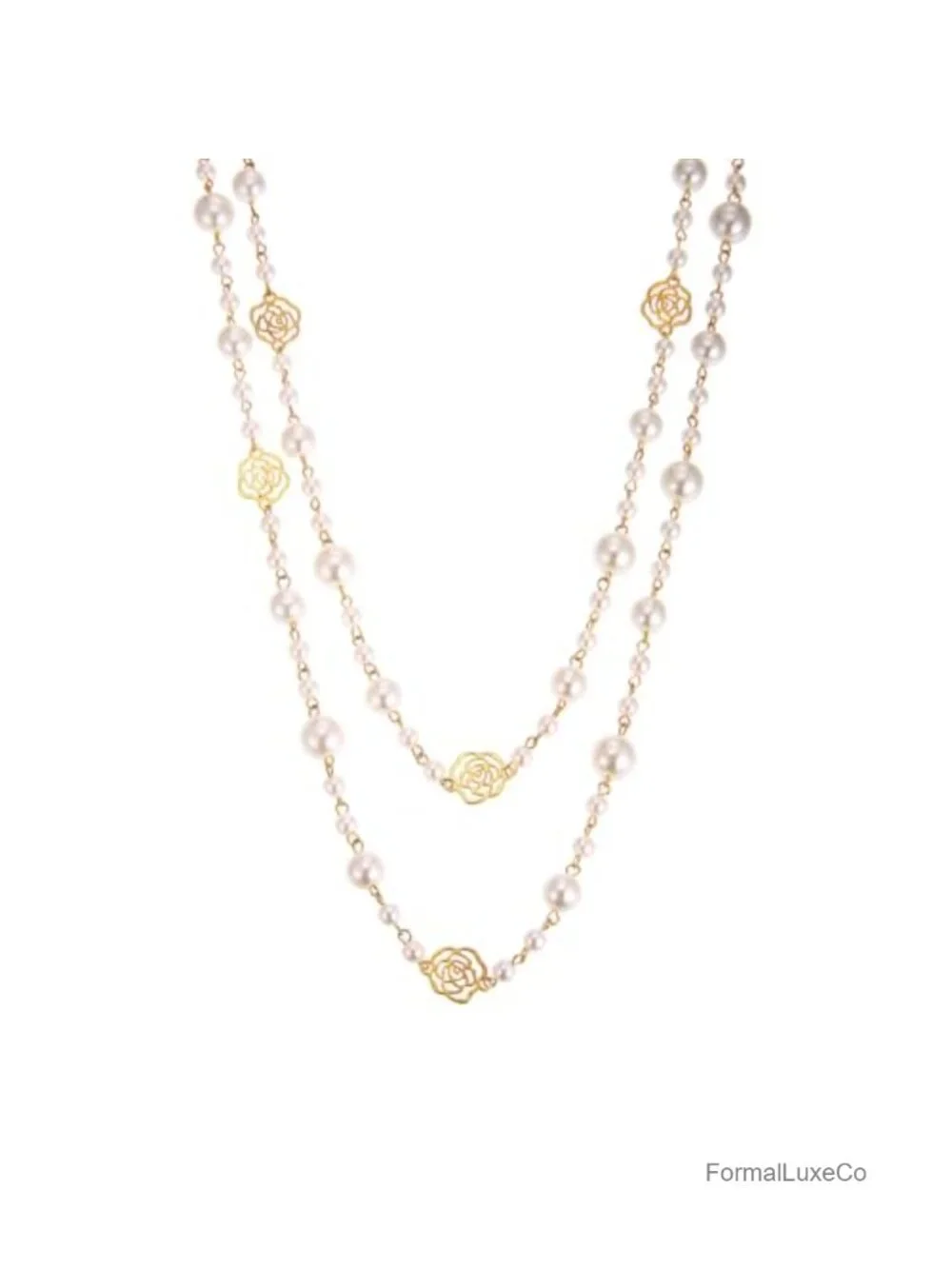 Simulated Pearl Multi Strand Layered Necklace for Women, 29.5
